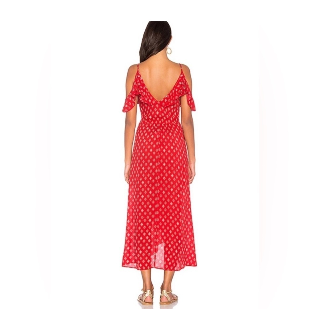 Band of Gypsies Foulard Red and Cream Faux Wrap Dress Women's XS - Picture 3 of 12